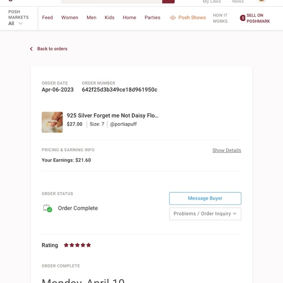 925 Silver Forget me Not Daisy Flower Ring sz 9 - Picture 6 of 8